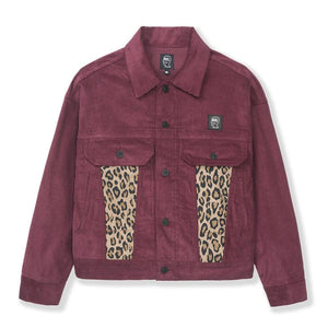 Brain Dead Leopard Contrast Trucker Jacket (Bordeaux) - Allike Store