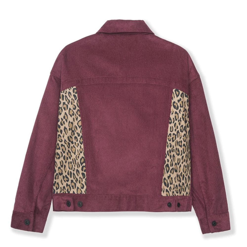 Brain Dead Leopard Contrast Trucker Jacket (Bordeaux) - Allike Store