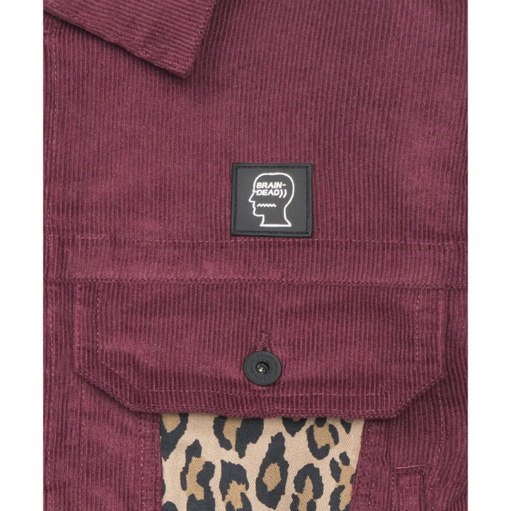 Brain Dead Leopard Contrast Trucker Jacket (Bordeaux) - Allike Store