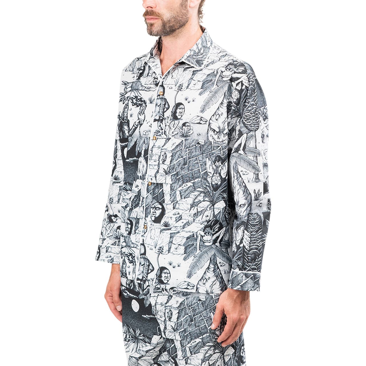 Brain Dead Wild Things Pajama Top (Schwarz / Weiß) - Allike Store