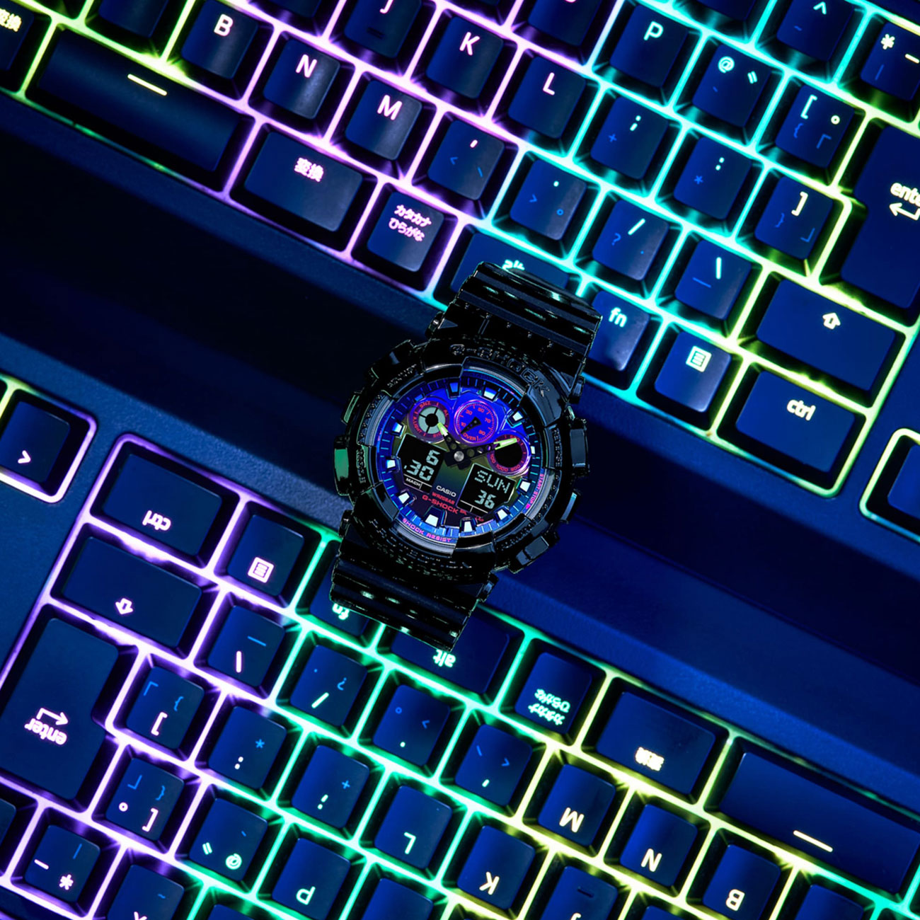 Casio G-Shock GA-100RGB-1AER (Schwarz / Multi)  - Allike Store