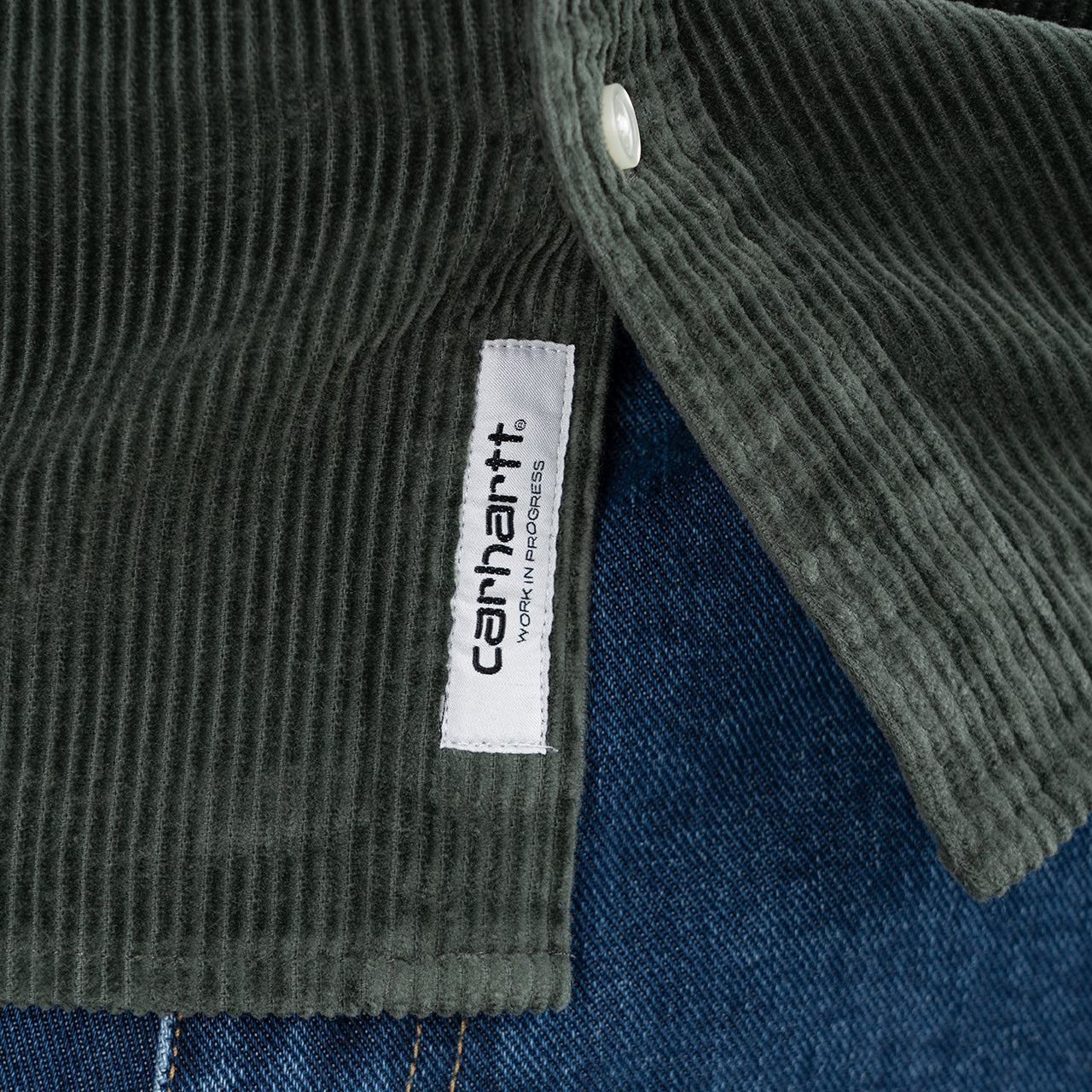 Carhartt WIP Madison Longsleeve Cord Shirt (Grau / Grün) - Allike Store