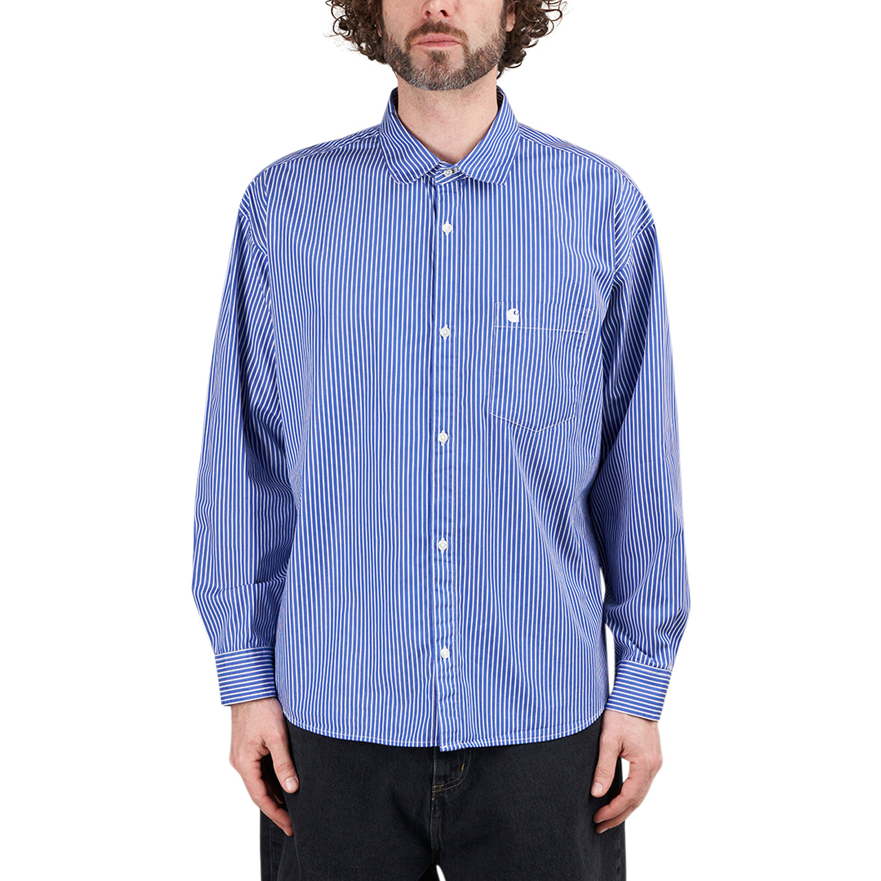 Carhartt WIP L/S Drake Shirt (Blue / White) I031452.1H1.XX