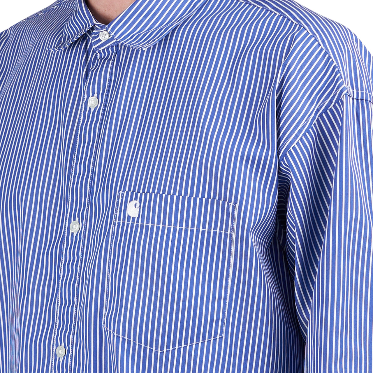 Carhartt WIP L/S Drake Shirt (Blau / Weiß) - Allike Store