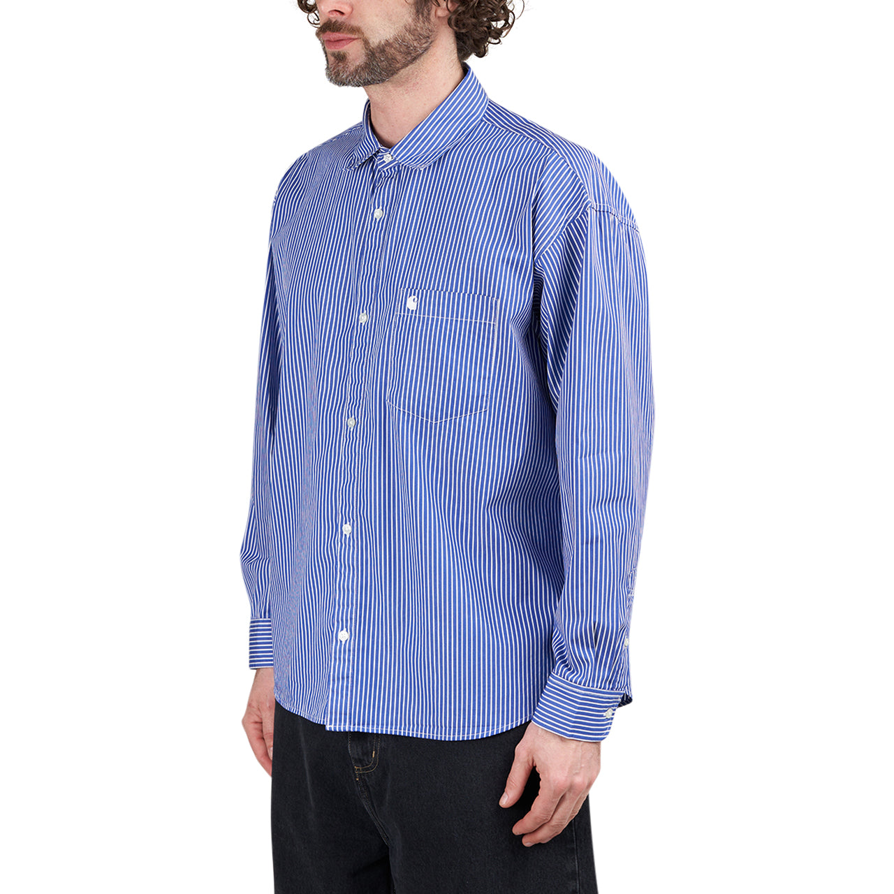 Carhartt WIP L/S Drake Shirt (Blau / Weiß) - Allike Store