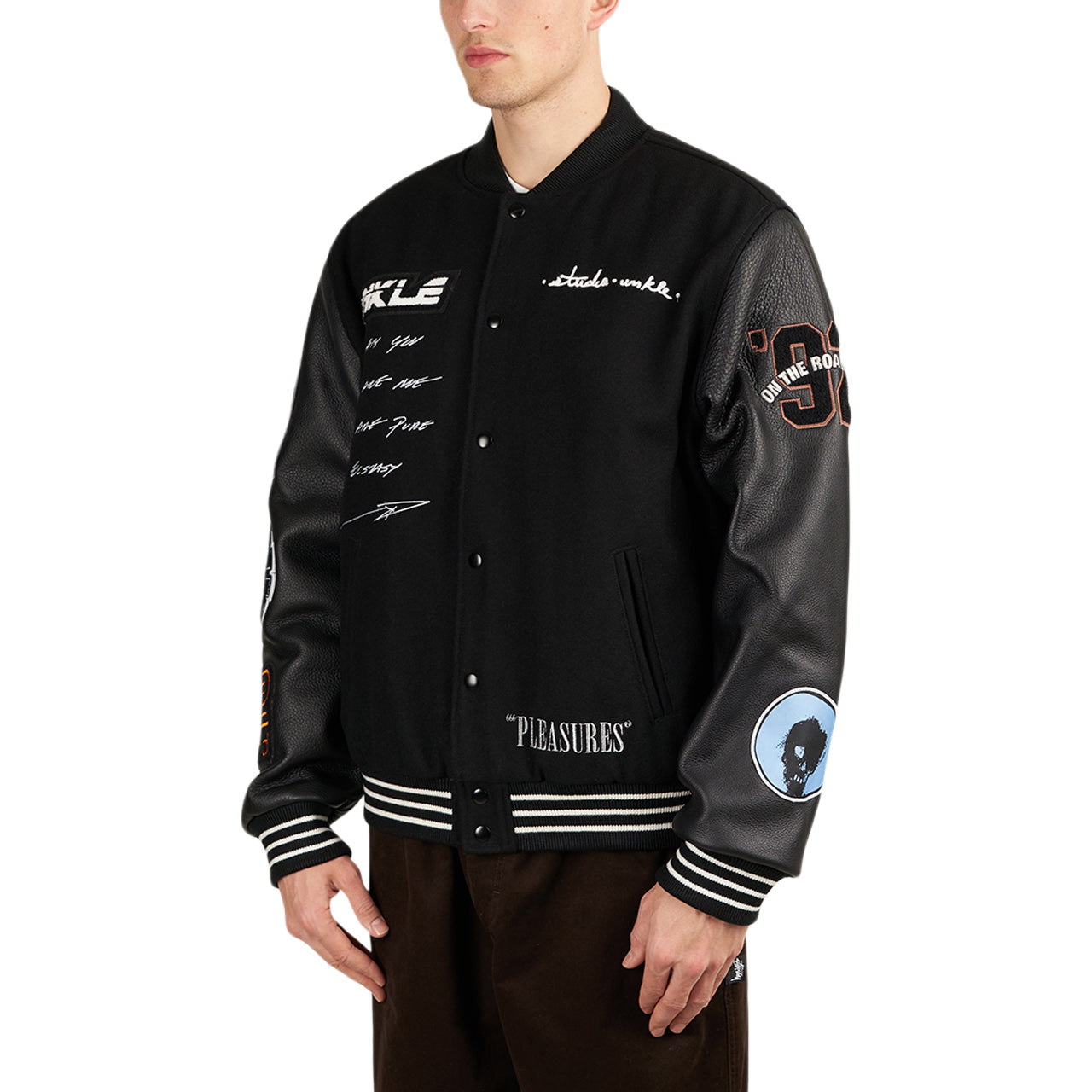 Pleasures x Unkle Mowax Varsity (Schwarz / Weiß)  - Allike Store