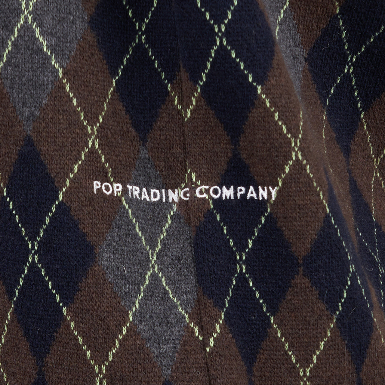 Pop Trading Company Knitted Cardigan Vest (Navy / Braun / Grau) - Allike Store