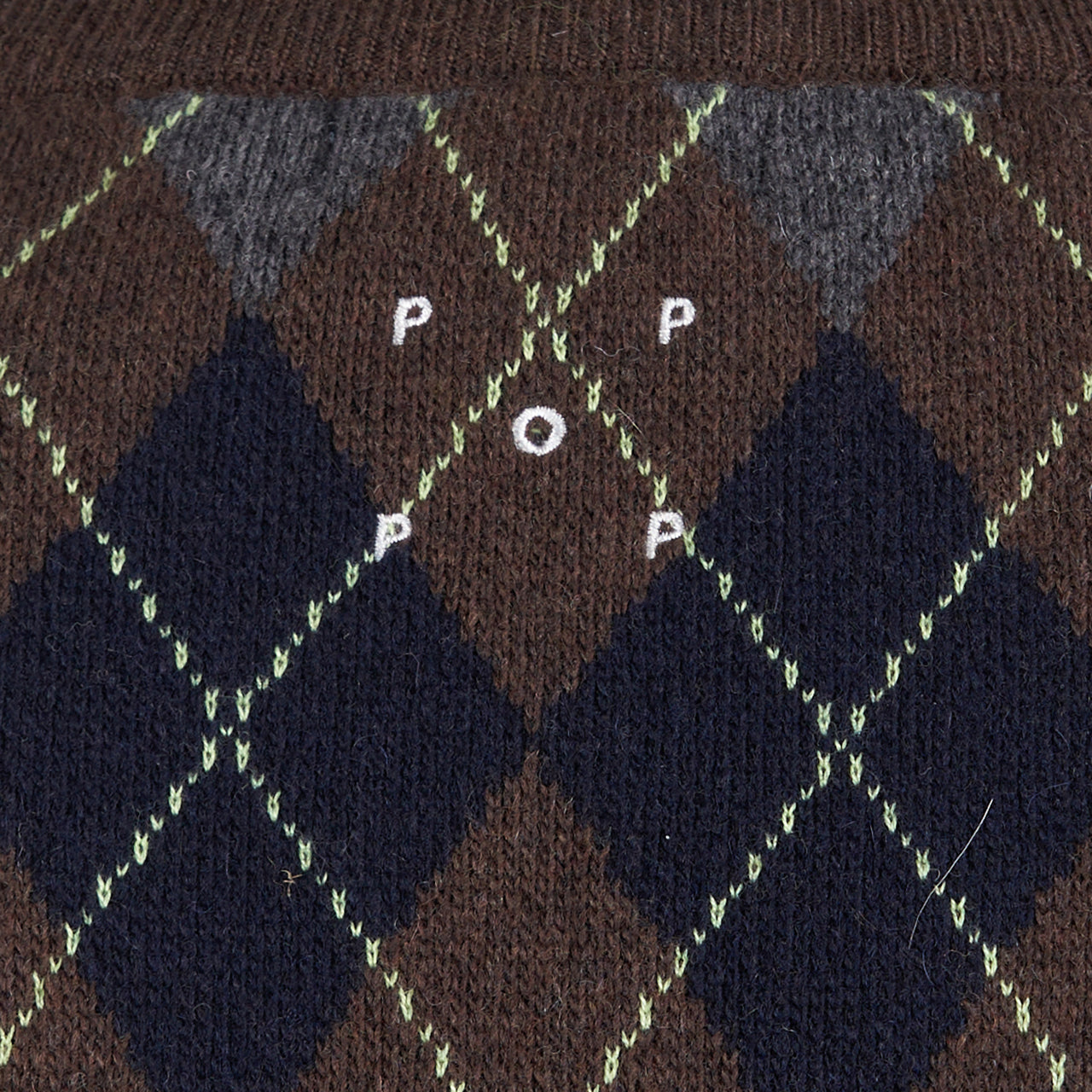 Pop Trading Company Knitted Cardigan Vest (Navy / Braun / Grau) - Allike Store