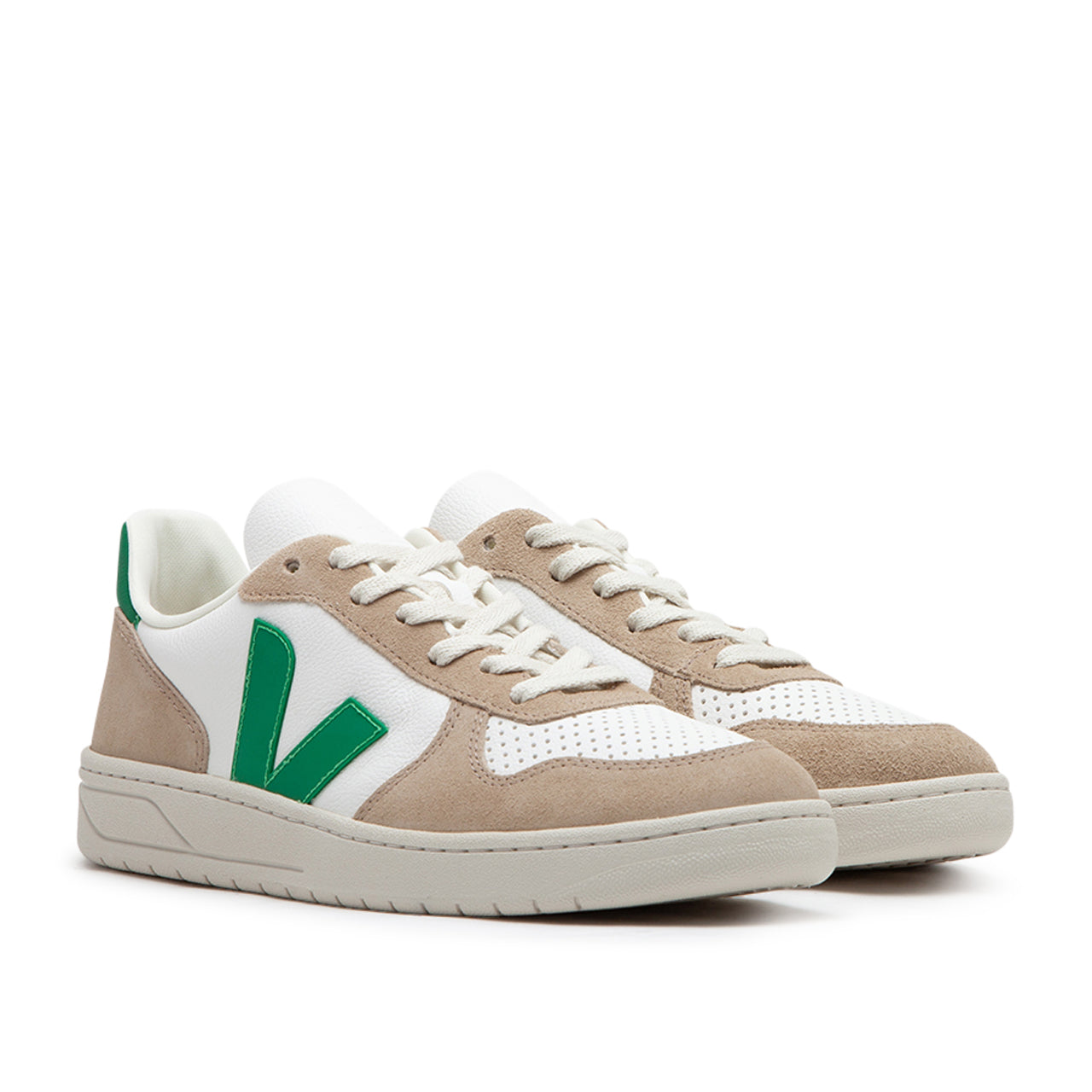 Veja V-10 Chromefree Leather (Weiß / Braun / Grün) - Allike Store