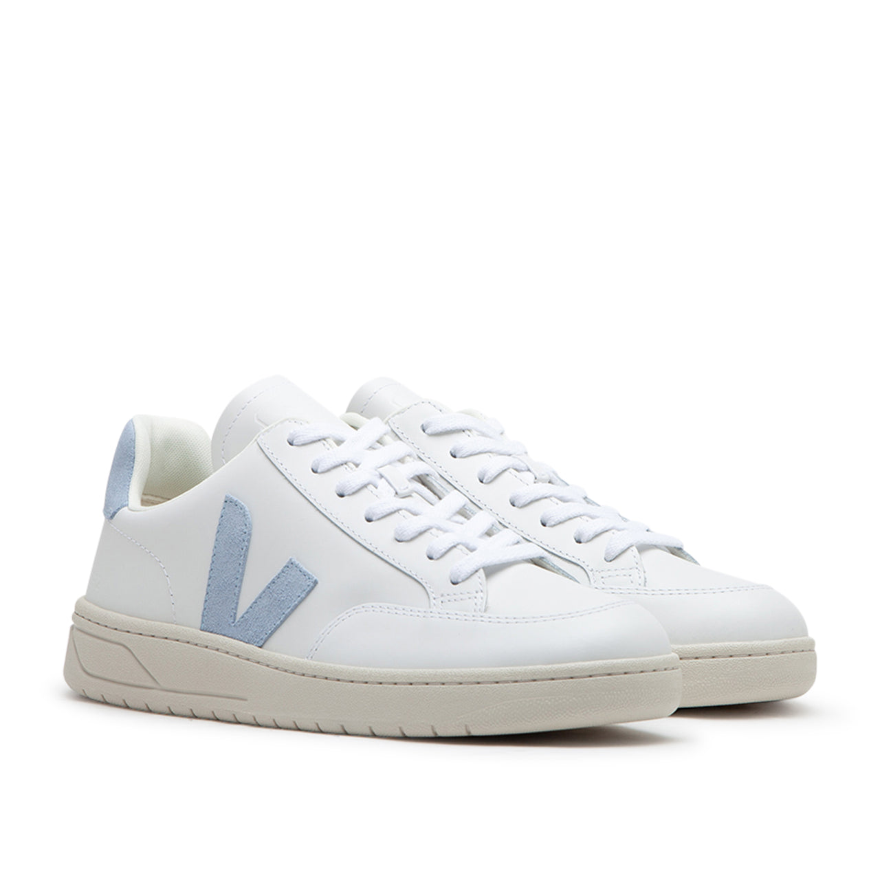 Veja V-12 Leather (Weiß / Hellblau) - Allike Store