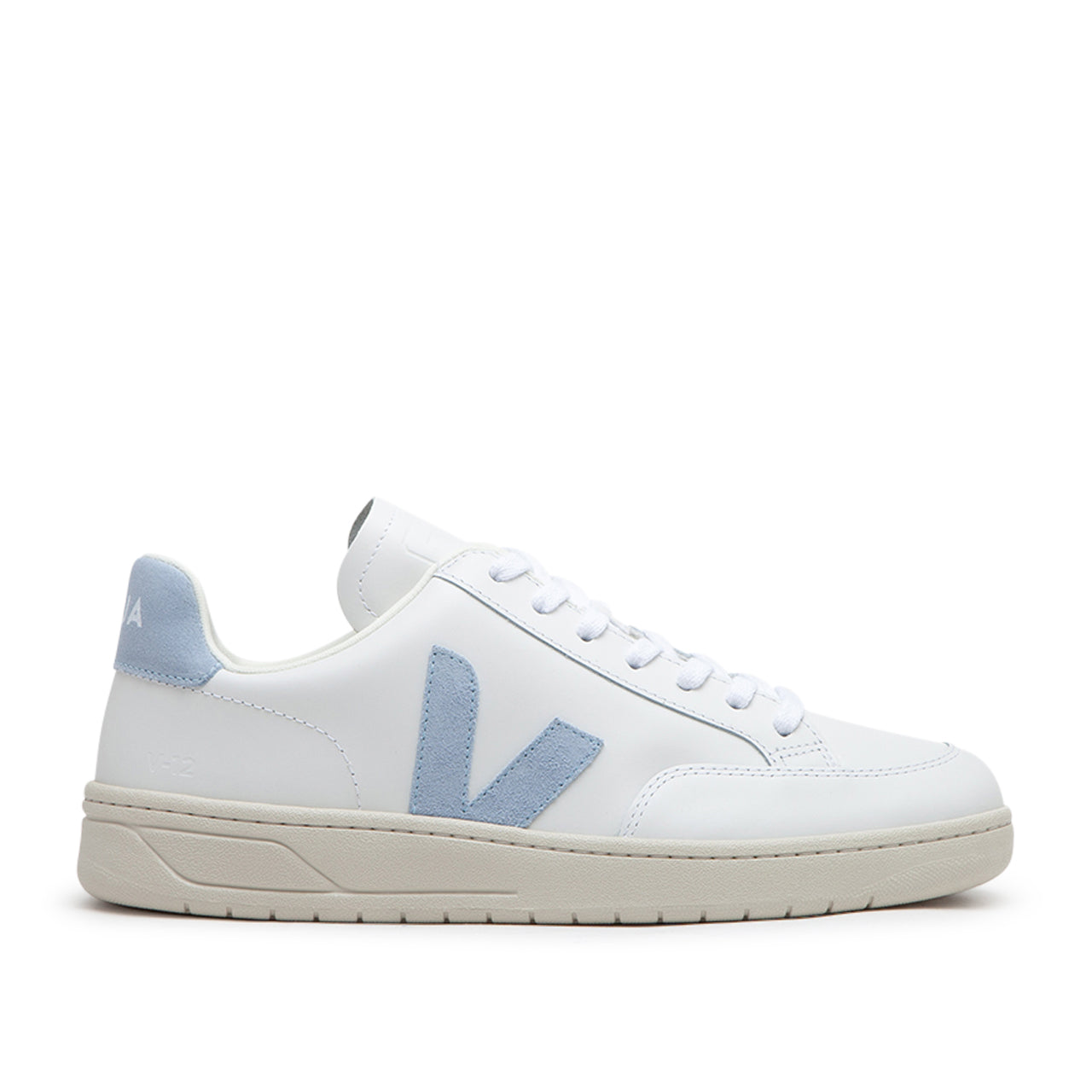 Veja V-12 Leather (Weiß / Hellblau) - Allike Store