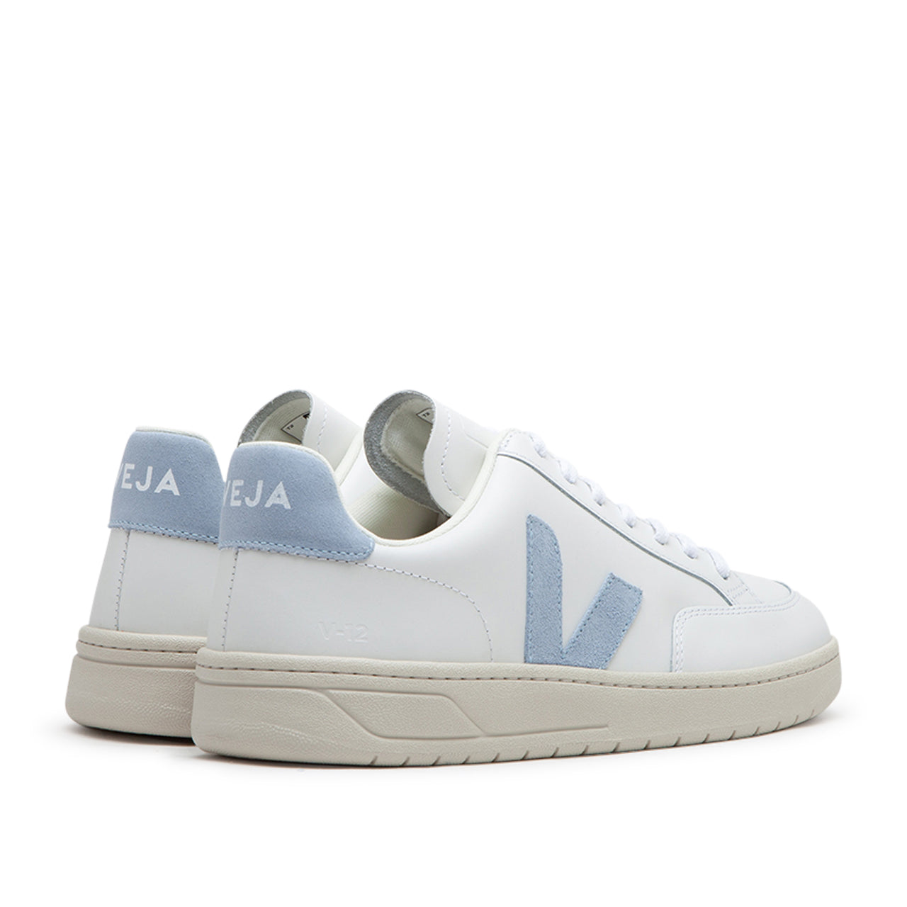 Veja V-12 Leather (Weiß / Hellblau) - Allike Store