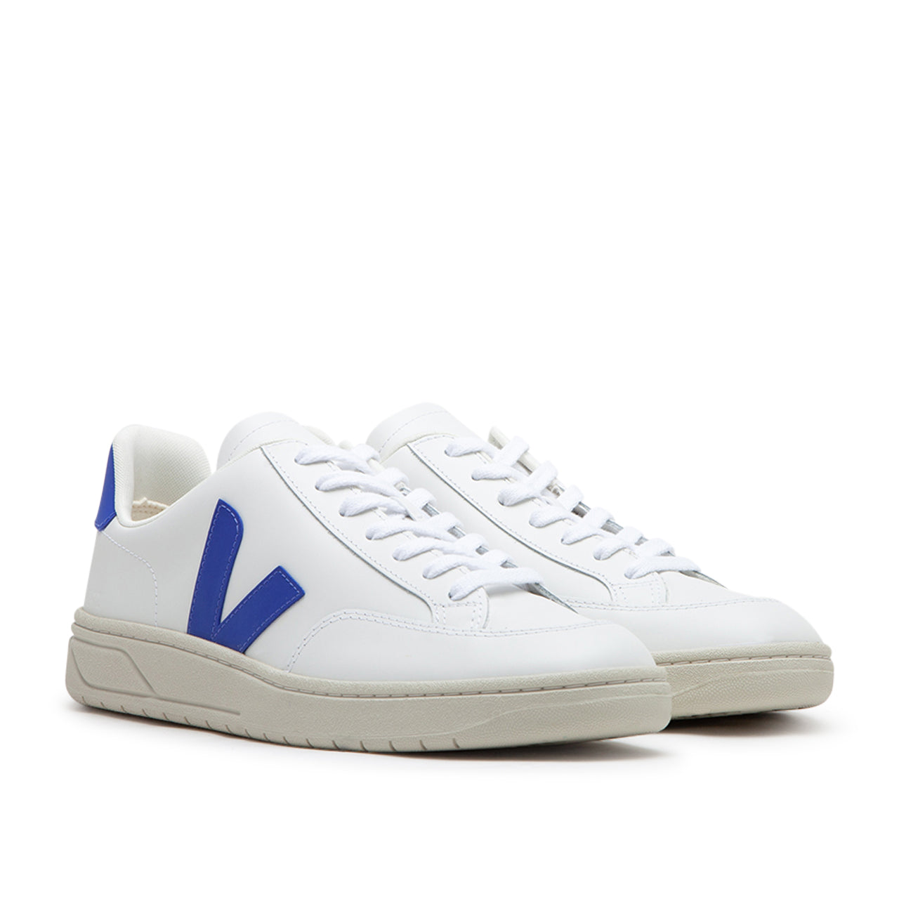 Veja V-12 Leather (Weiß / Blau) - Allike Store
