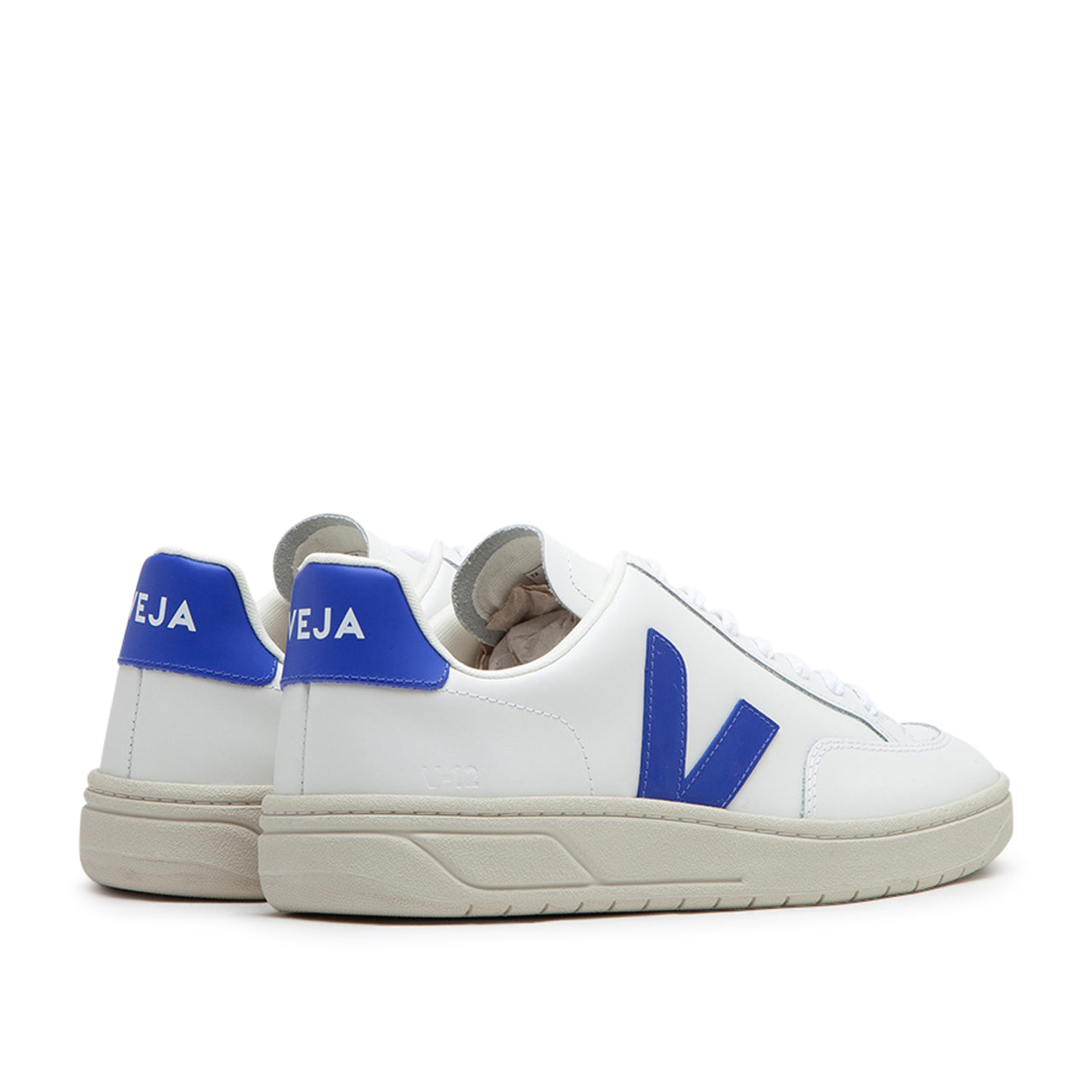 Veja V-12 Leather (Weiß / Blau) - Allike Store
