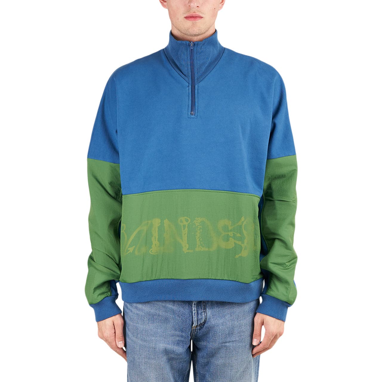 Brain Dead Sinister Screw Overlay Half Zip Fleece (Blau / Grün) - Allike Store