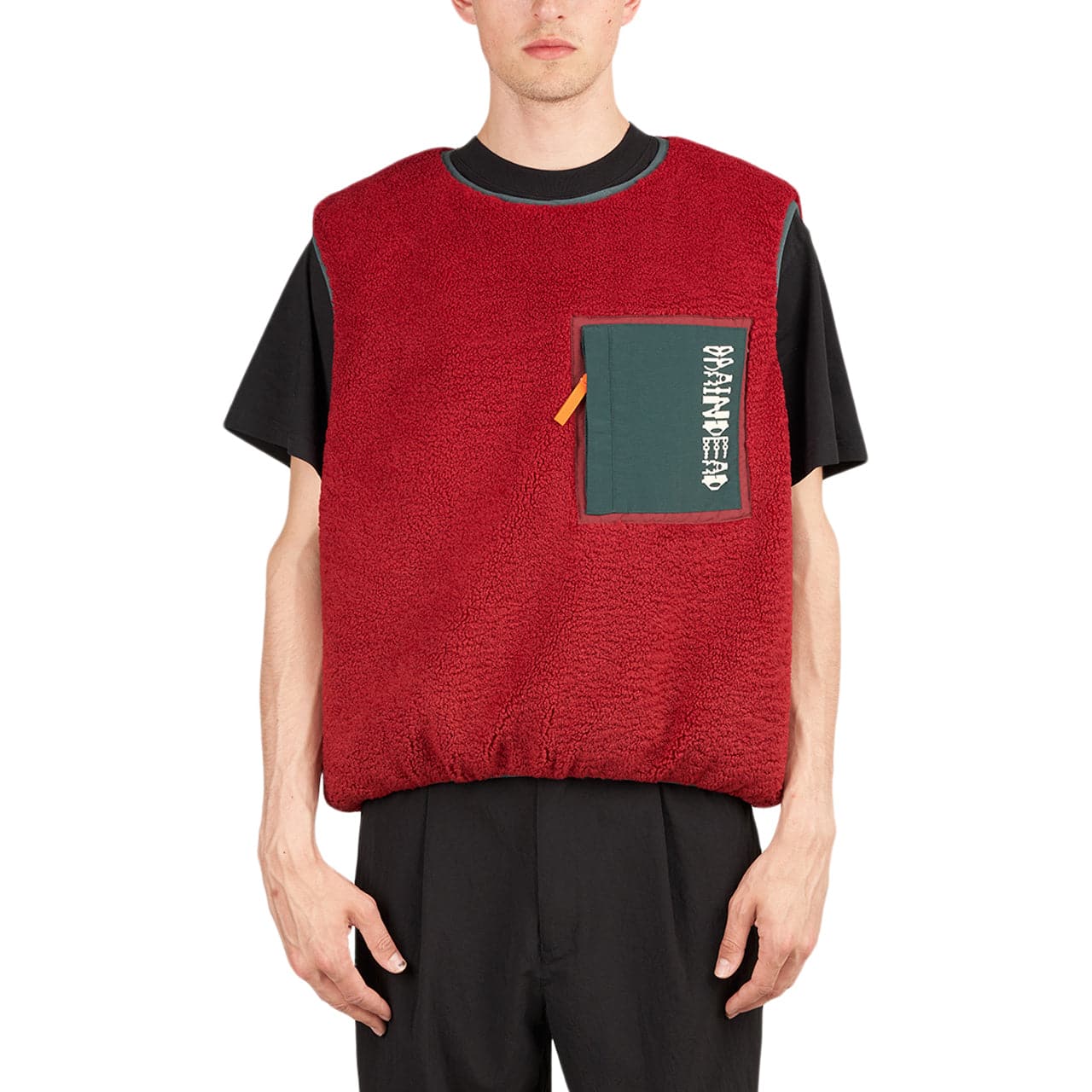 Brain Dead Ghost Sherpa Vest (Rot) - Allike Store
