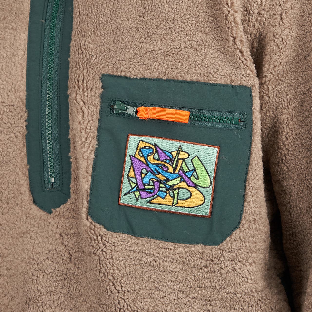 Brain Dead Teddy Sherpa Half Zip Jacket (Braun) - Allike Store