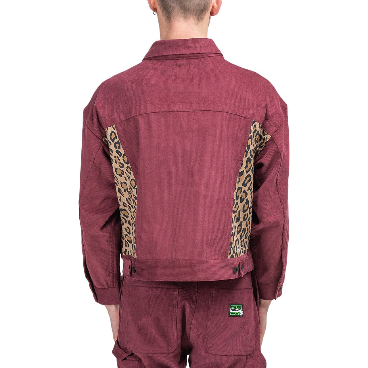Brain Dead Leopard Contrast Trucker Jacket (Bordeaux) - Allike Store