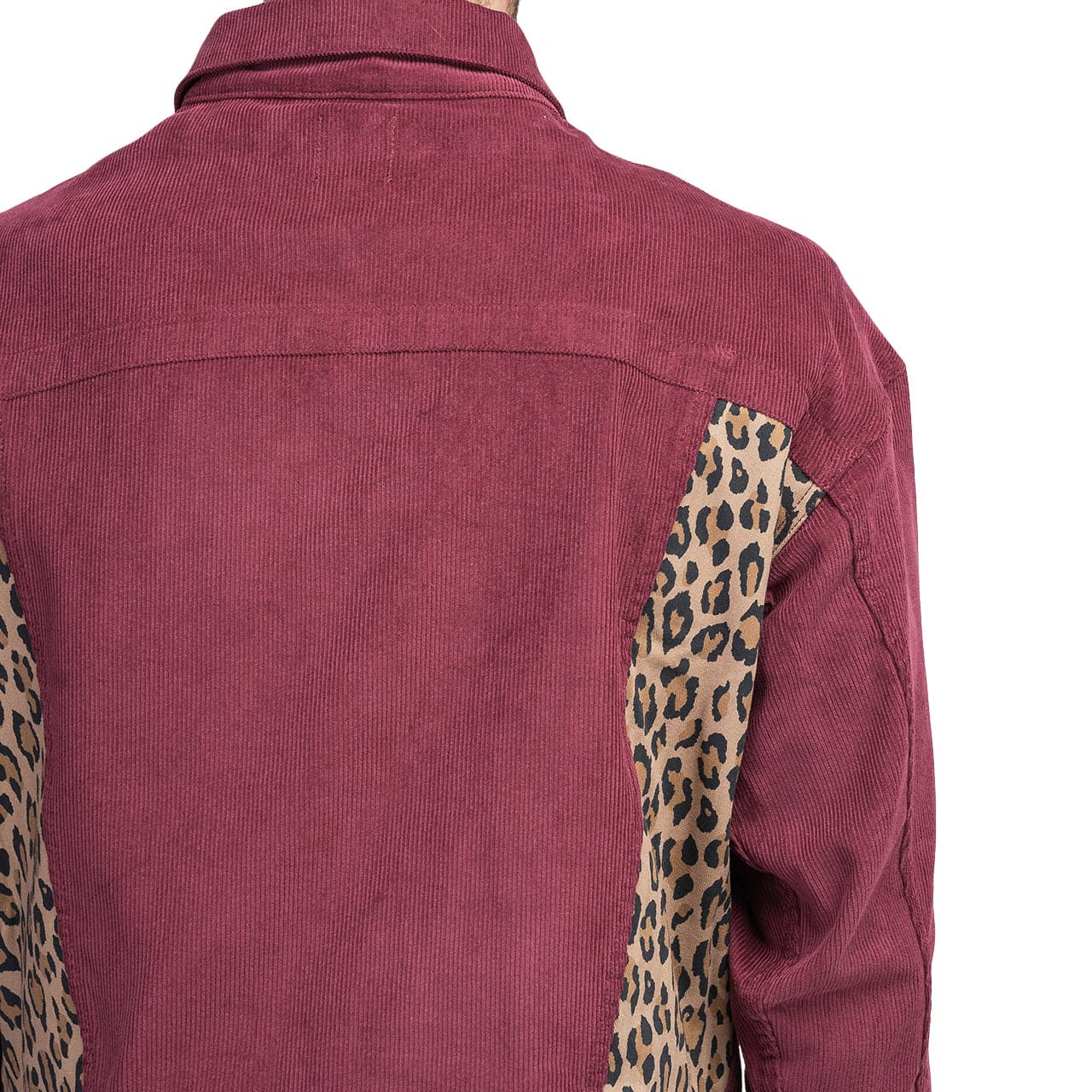 Brain Dead Leopard Contrast Trucker Jacket (Bordeaux) - Allike Store