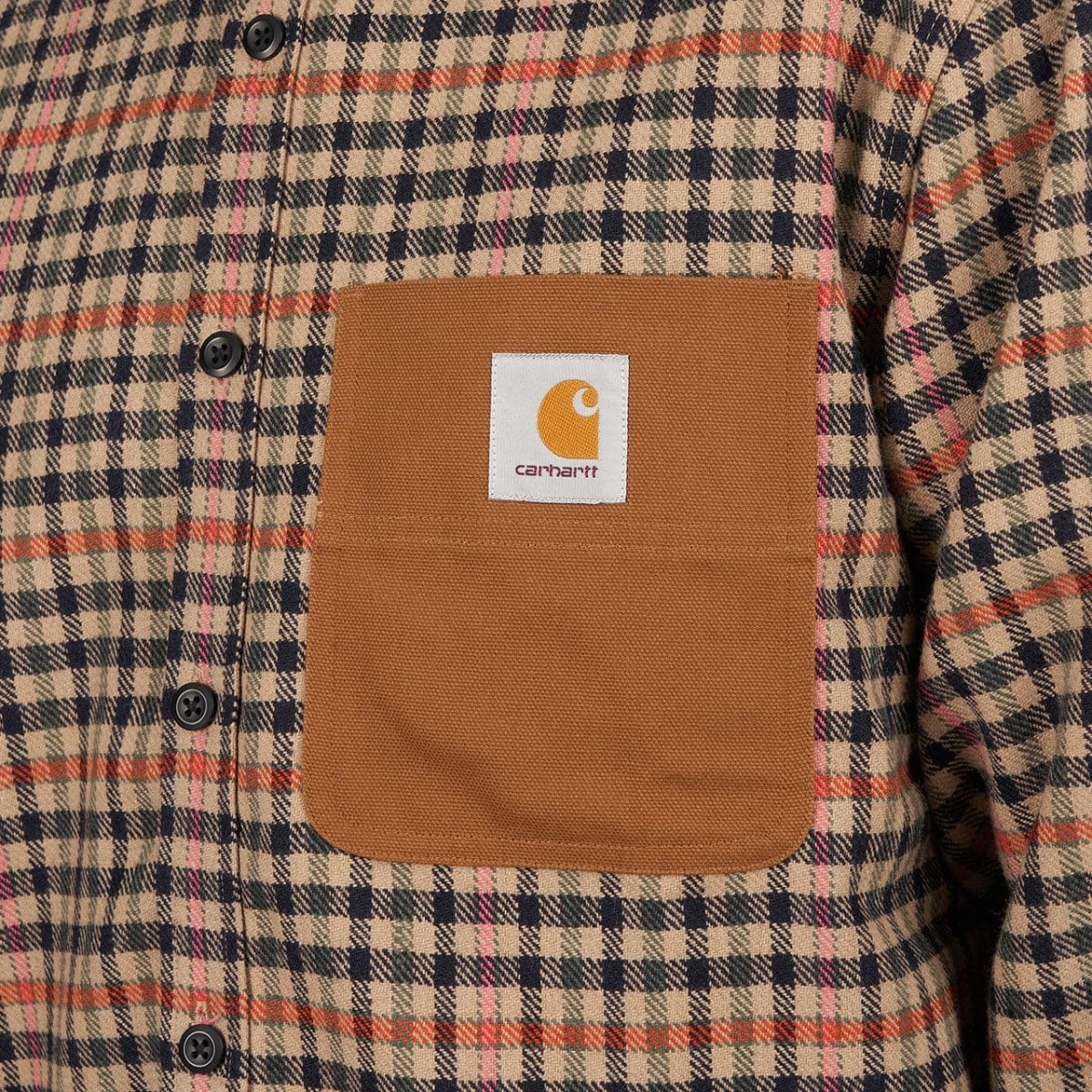 Carhartt WIP L/S Asher Shirt Check Leather (Braun / Orange) - Allike Store