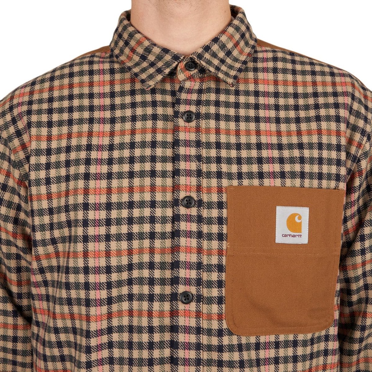 Carhartt WIP L/S Asher Shirt Check Leather (Braun / Orange) - Allike Store