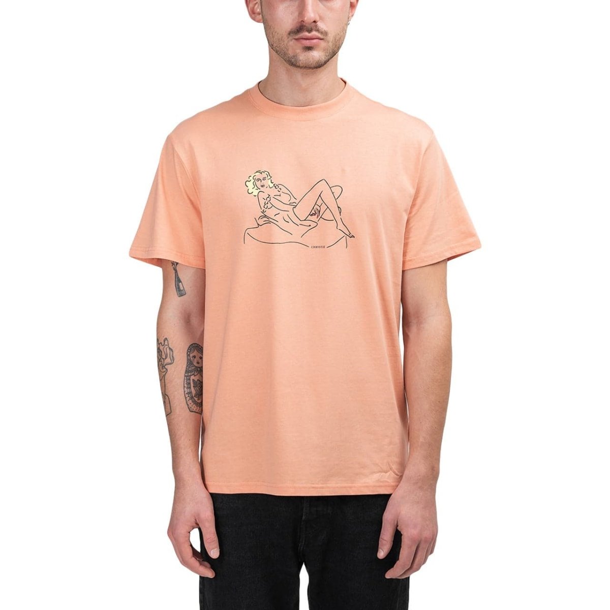 Chrystie NYC Woman on the Chair T-Shirt (Peach) - Allike Store