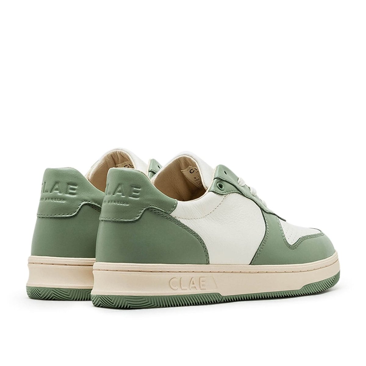 Clae Malone Menta Leather Off-White (Oliv / Weiss) - Allike Store