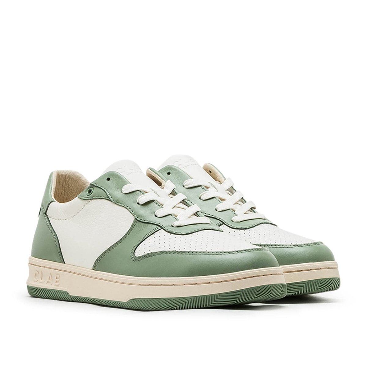 Clae Malone Menta Leather Off-White (Oliv / Weiss) - Allike Store