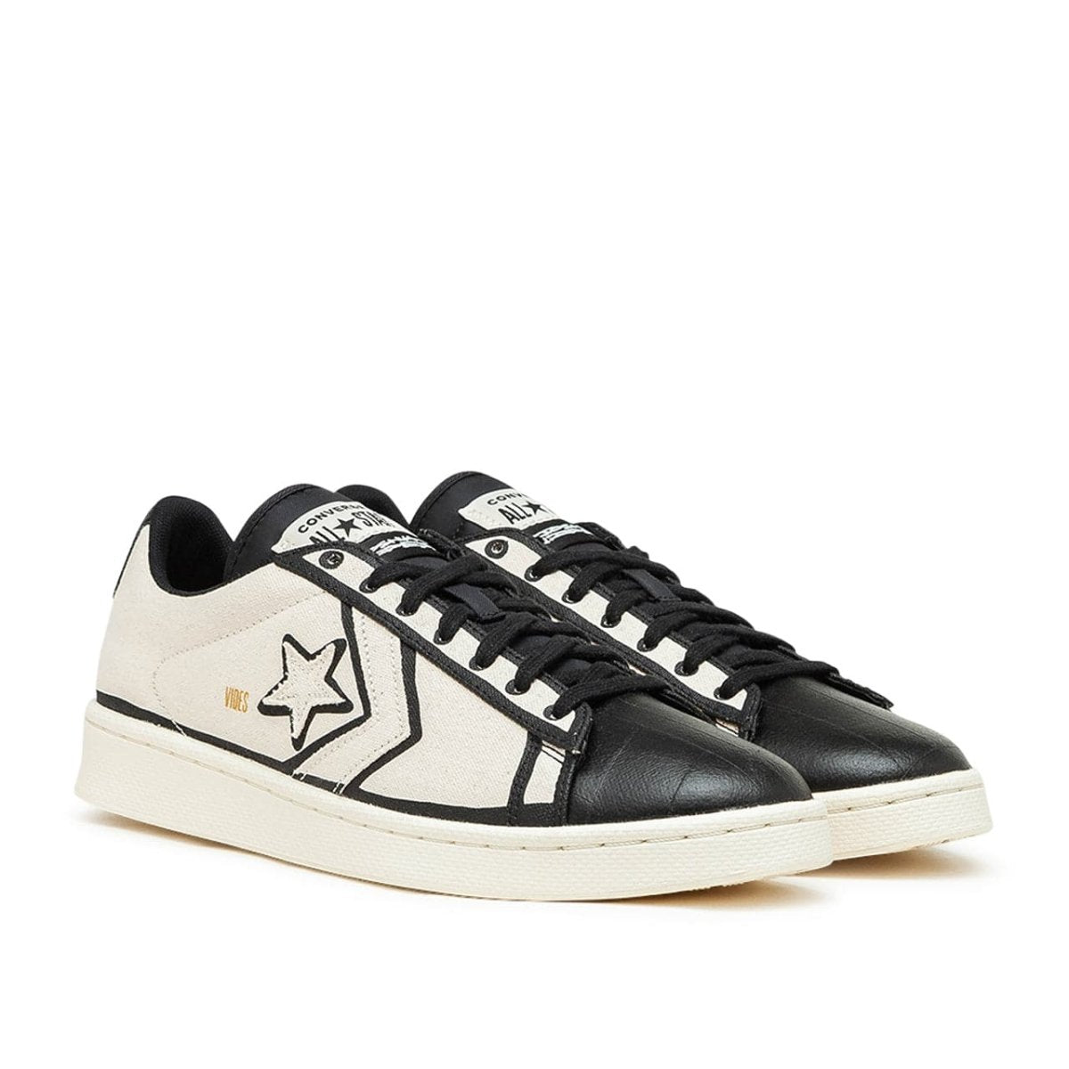 Converse x Joshua Vides Pro Leather Ox (Beige / Schwarz) - Allike Store