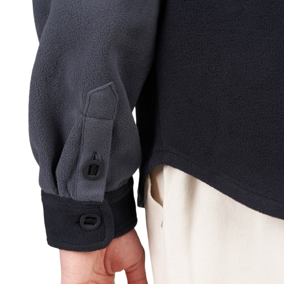 Dime Polar Fleece Button Up Shirt (Schwarz) - Allike Store