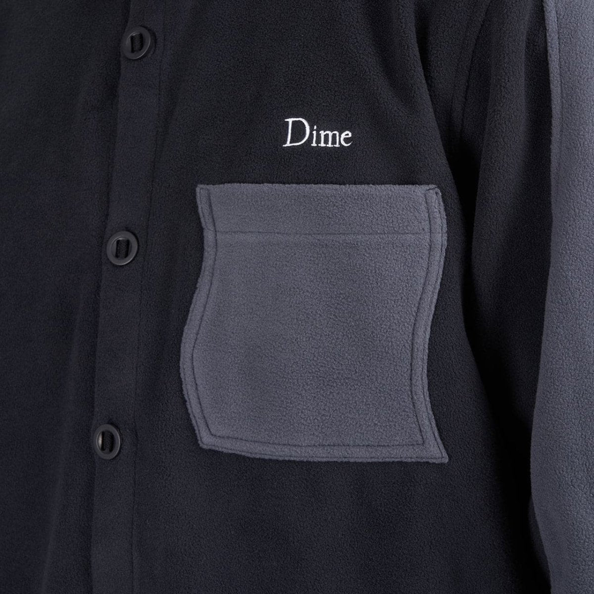 Dime Polar Fleece Button Up Shirt (Schwarz) - Allike Store