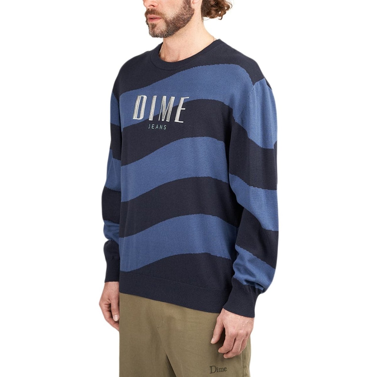 Dime Wave Striped Light Knit Sweater (Navy)  - Allike Store