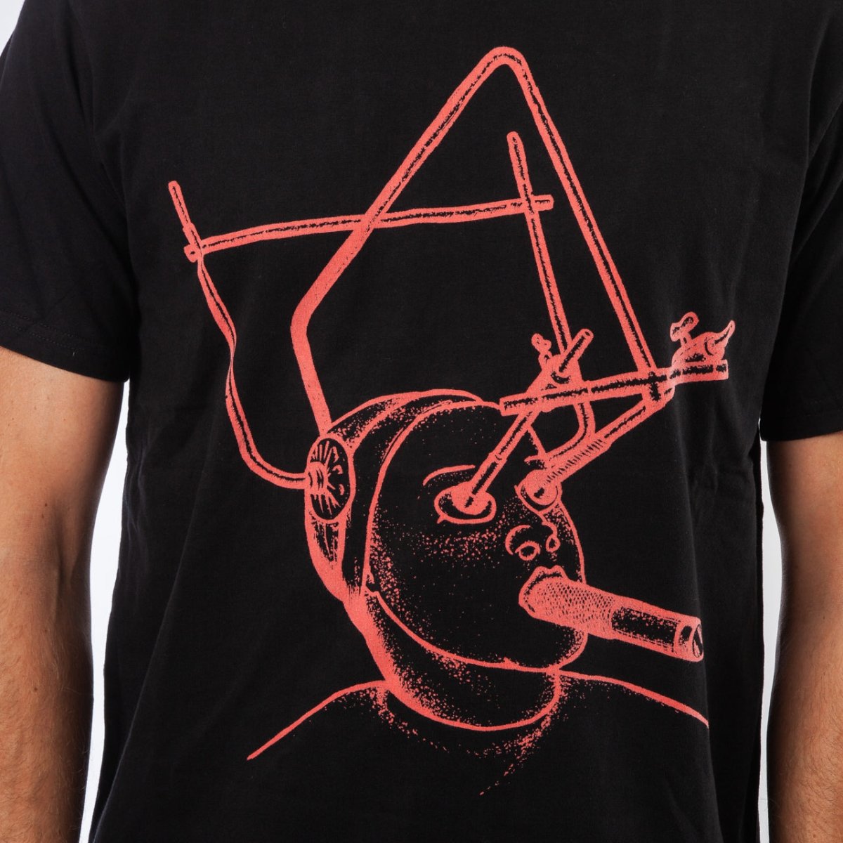 Han Kjobenhavn Casual Black Artwork T-Shirt (Schwarz / Rot) - Allike Store