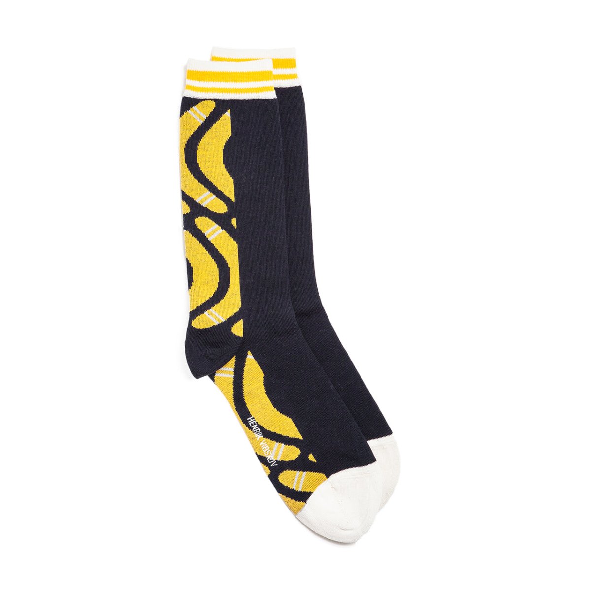 Henrik Vibskov Boomerang Back Socks (Schwarz / Gelb) - Allike Store