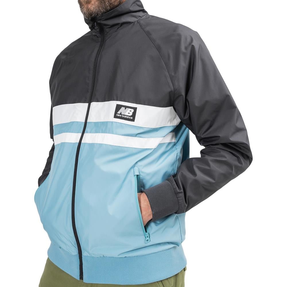 New Balance MJ01503 BK Athletics Archive Run Jacket (Schwarz / Blau)  - Allike Store