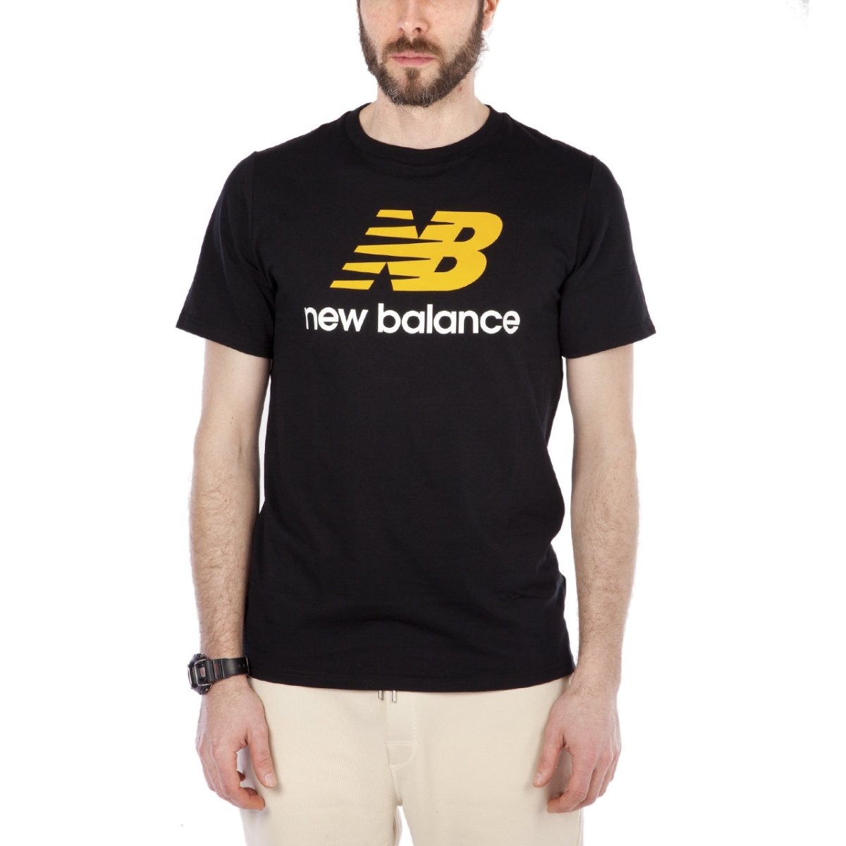 New Balance MT 73587 Essentials Stacked Logo Tee (Schwarz) - Allike Store