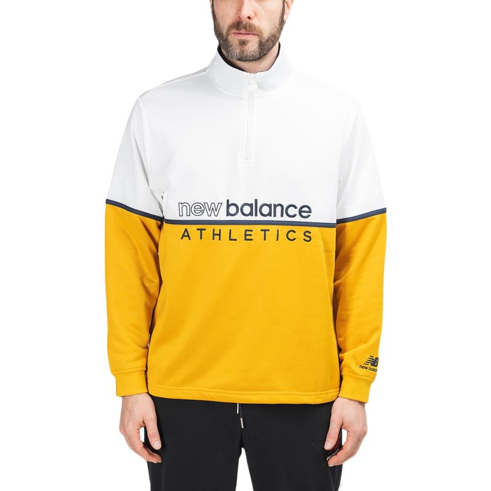 New Balance MT01506 VGL Track Sweatshirt (Weiß / Gelb) - Allike Store