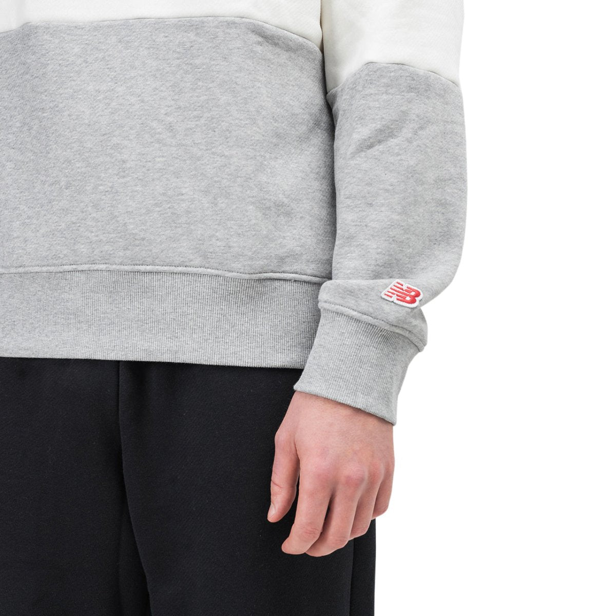 New Balance MT93545 BKW Athletics Stadium Hoodie (Schwarz / Weiss / Grau) - Allike Store
