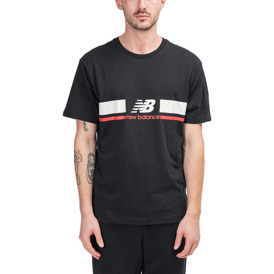 New Balance MT93550 BK Athletics Stadium T-Shirt (Schwarz / Weiss)  - Allike Store