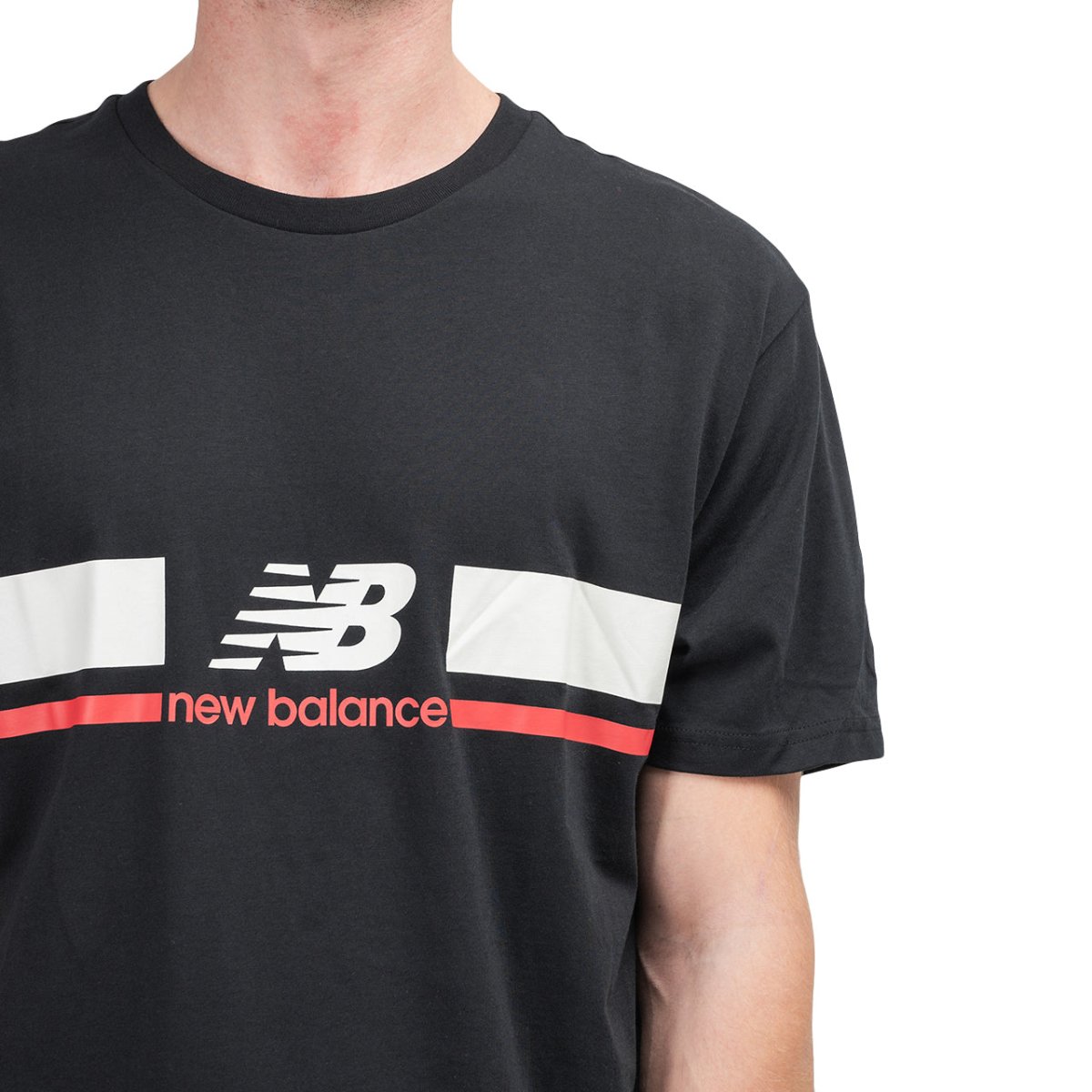 New Balance MT93550 BK Athletics Stadium T-Shirt (Schwarz / Weiss) - Allike Store