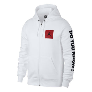 Nike Air Jordan 3 Flight Fleece Full-Zip Hoodie (Weiß / Rot / Schwarz) - Allike Store