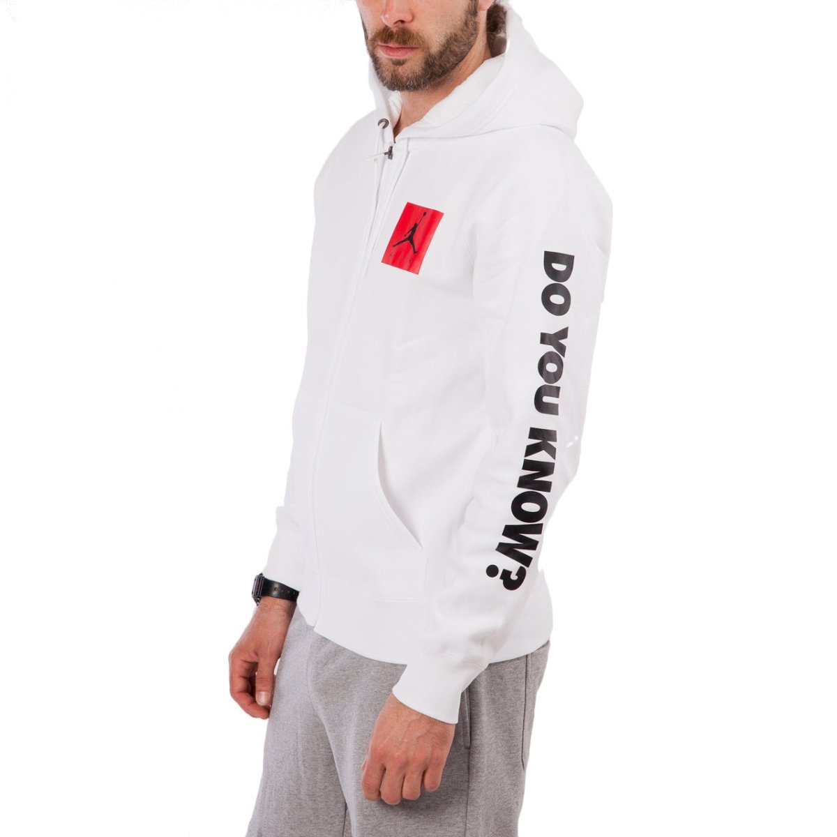 Nike Air Jordan 3 Flight Fleece Full-Zip Hoodie (Weiß / Rot / Schwarz) - Allike Store