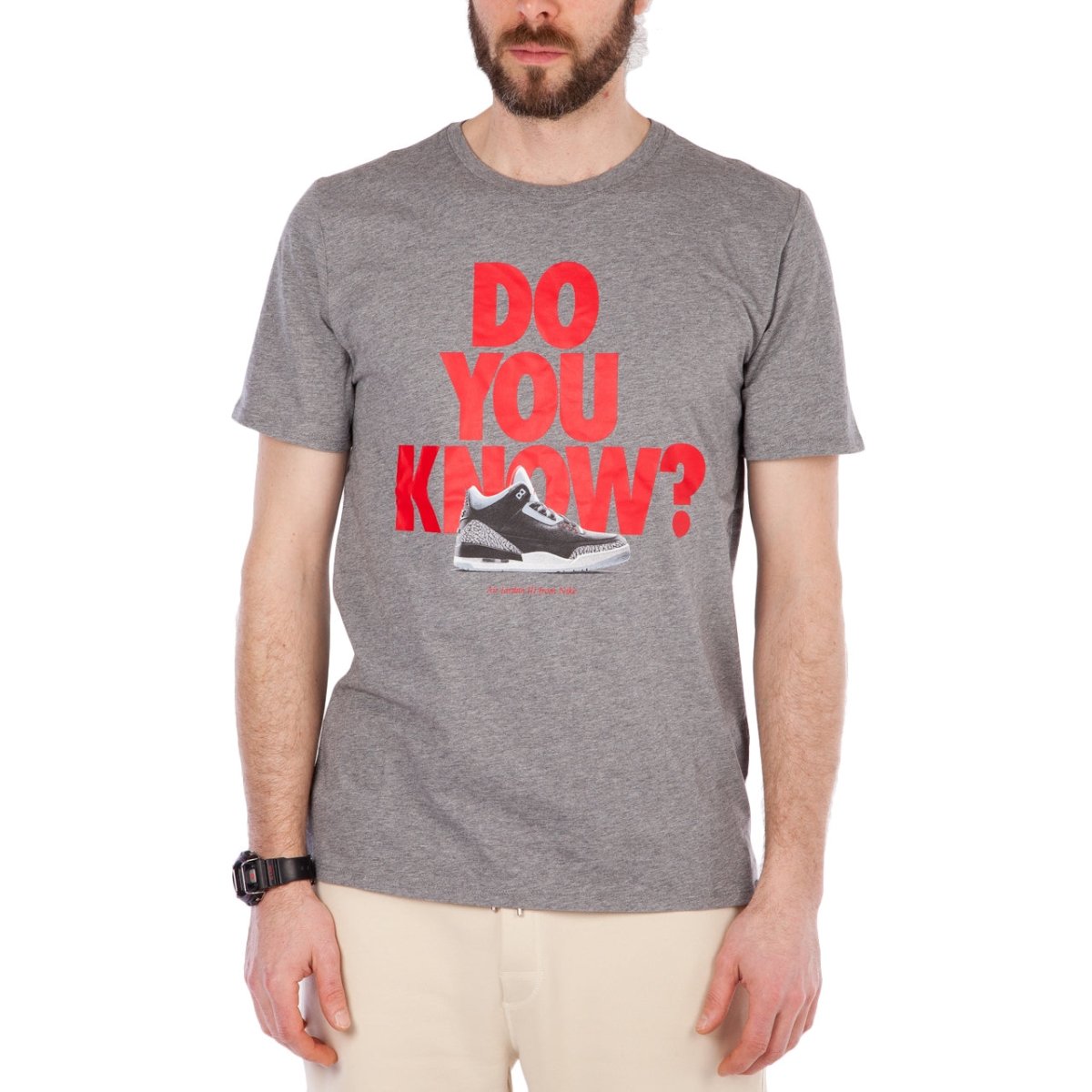 Nike Air Jordan AJ 3 'Do you know' T-Shirt (Grau / Rot) - Allike Store