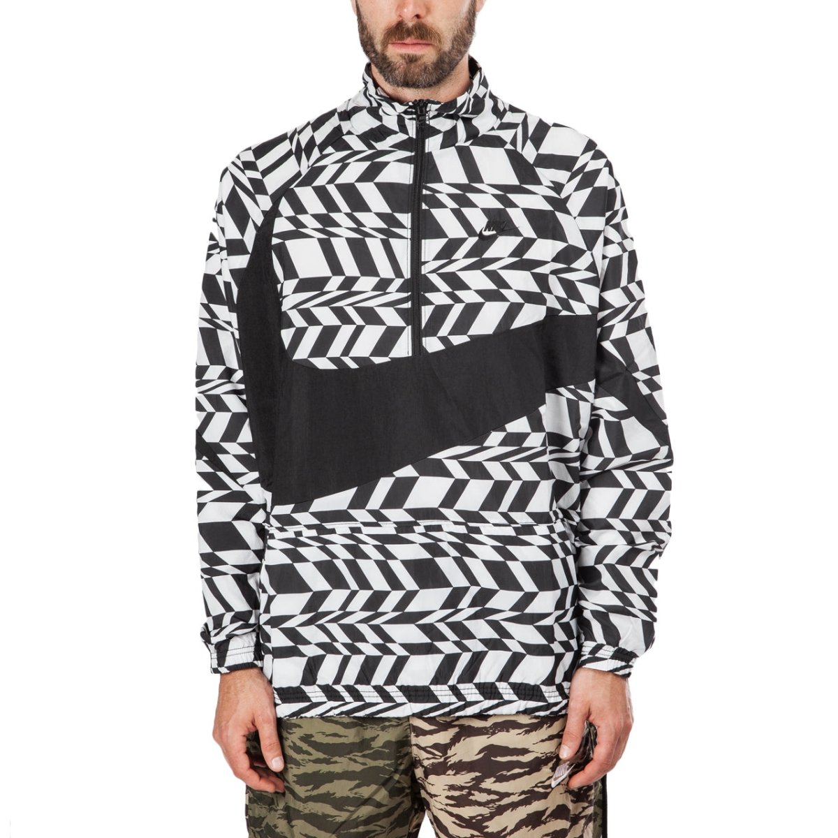 Nike AOP Swoosh Woven Halfzip Jacket (weiß / schwarz) - Allike Store