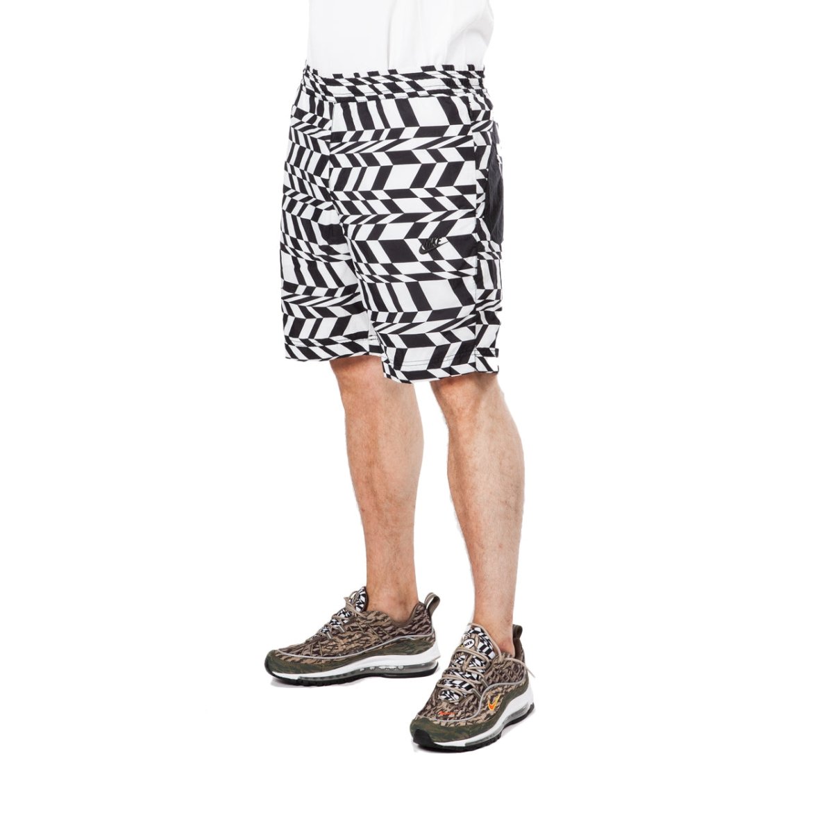 Nike NSW Printed Swoosh Woven Shorts (Weiß / Schwarz) - Allike Store