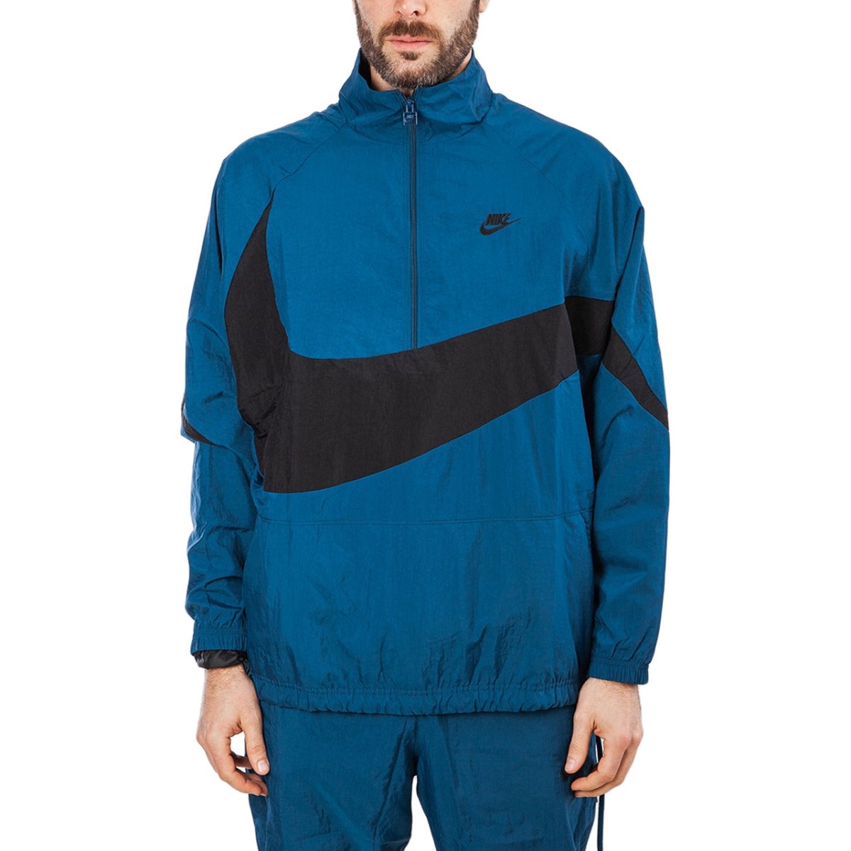 Nike NSW Swoosh Woven Halfzip Jacket (Blue Black) AJ2696-474