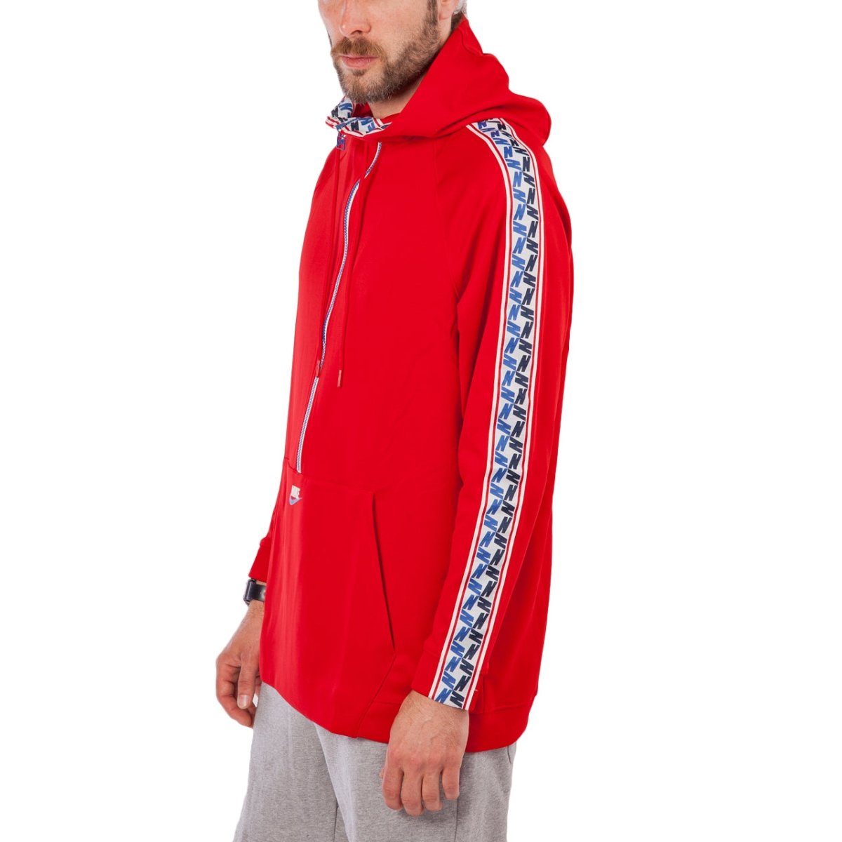 Nike NSW Taped Half Zip Hooded Poly (Rot / Weiß)  - Allike Store