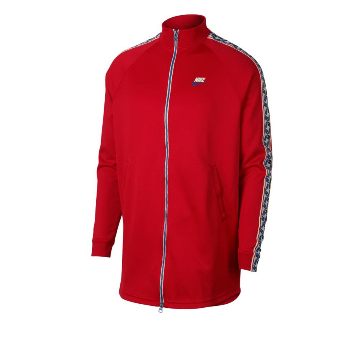 Nike NSW Taped Track Jacket Poly (Rot / Weiß)  - Allike Store