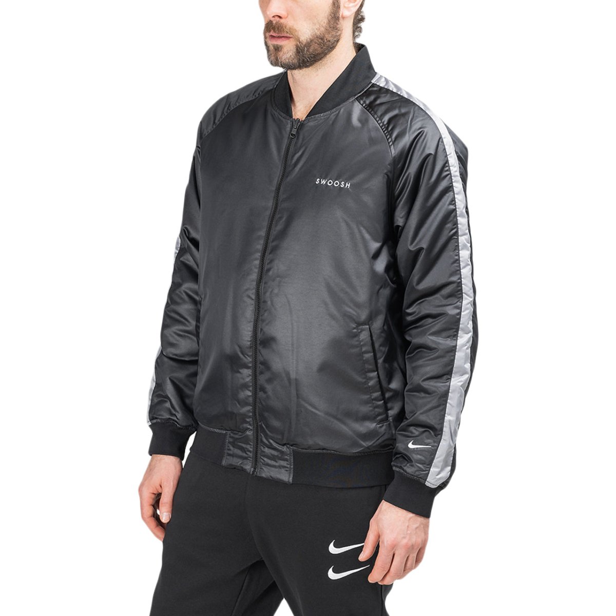 Nike Swoosh Reversible Woven Bomber Jacket (Schwarz)  - Allike Store