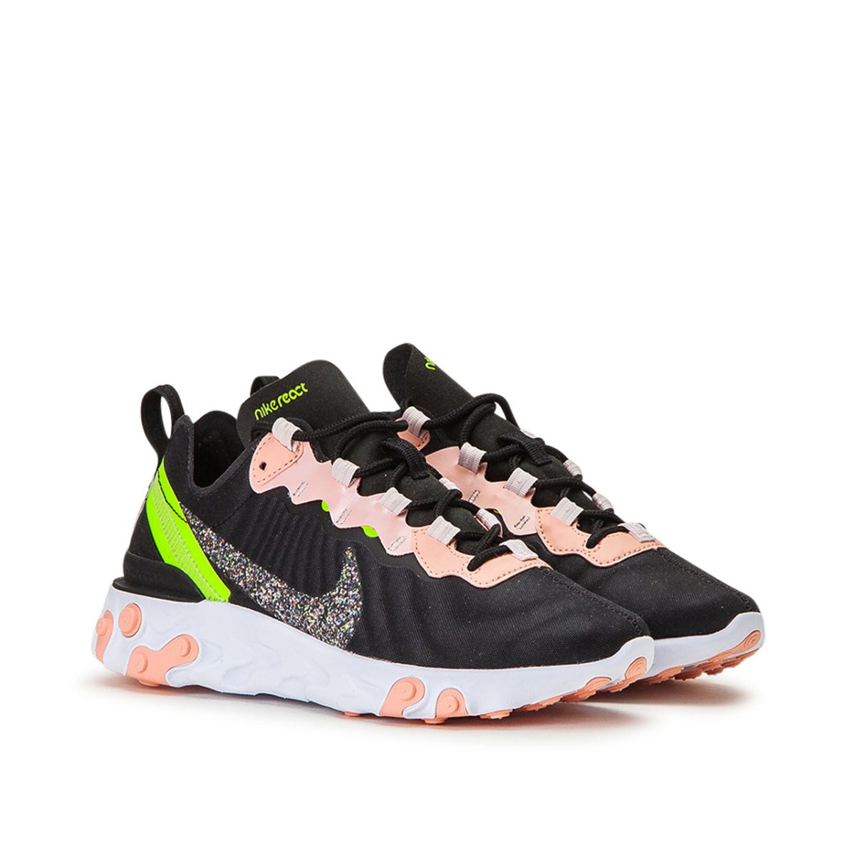 Nike WMNS React Element 55 Premium (Schwarz / Coral / Gelb)  - Allike Store